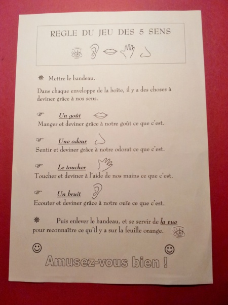 Jeu des 5 sens Jeu des 5 sens