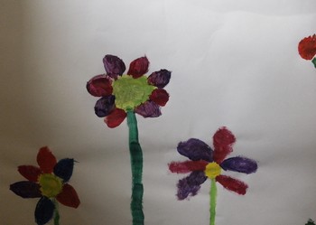 Peinture libre autour des fleurs