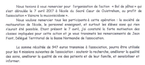 Bilan de notre action Vaincre la Mucoviscidose Bilan de notre action Vaincre la Mucoviscidose