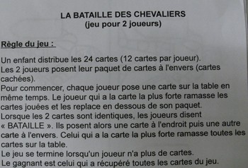 Le jeu de bataille des chevaliers