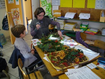 Fabrication des couronnes de Noël