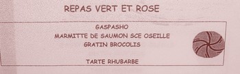 Repas rose et vert