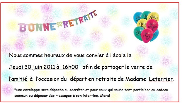 Départ en retraite de  Mme Leterrier Départ en retraite de  Mme Leterrier