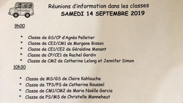 Réunions de classes Réunions de classes