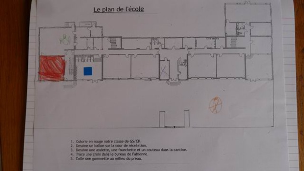 Pour terminer, l'étape la plus difficile, se repérer sur le plan de l'école. Pour terminer, l'étape la plus difficile, se repérer sur le plan de l'école.