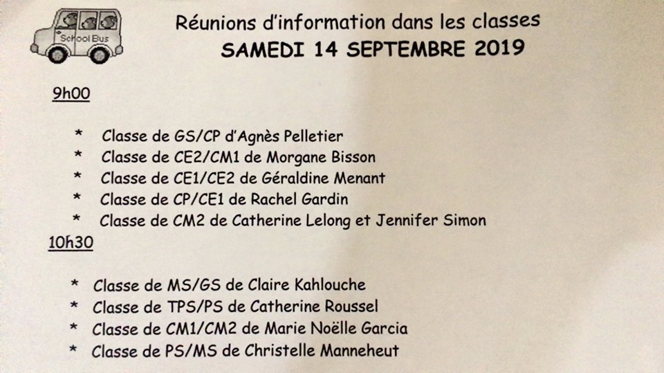 Réunions de classes